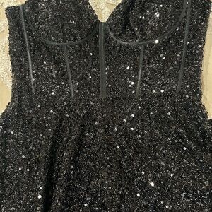 Elegant Black Sequin Wedding Dress